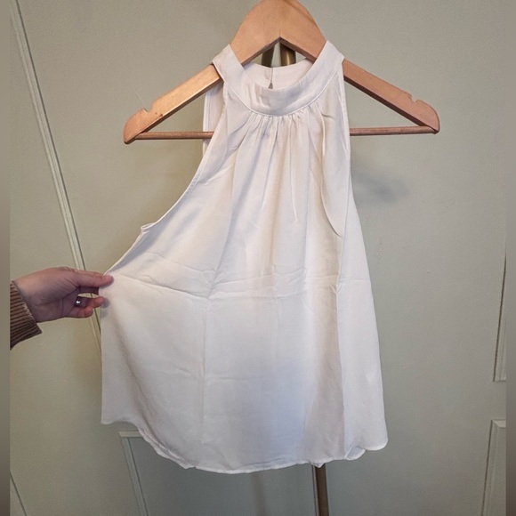 HALARA Tops - Halara Small Elegant White Sleeveless Blouse with Keyhole Back Halter NWT